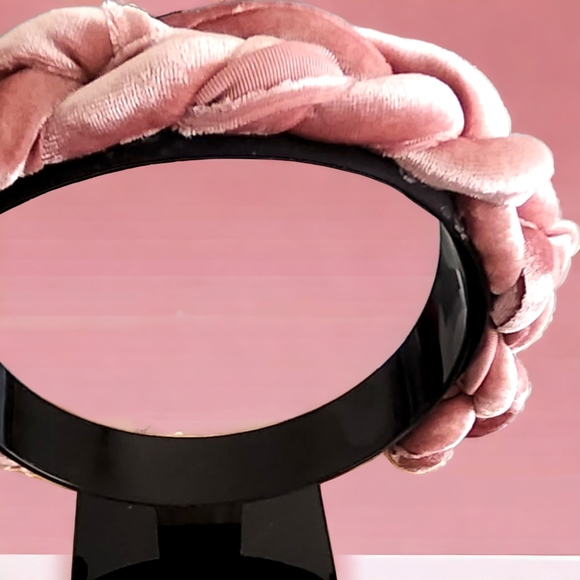 Just-Jen Rose Gold Pink Fashion Braided Black Satin Hair Accessory Headband NWT - Picture 5 of 10